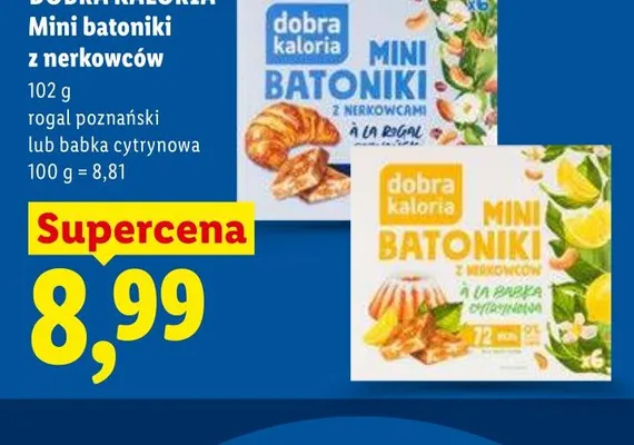 Mini batoniki z nerkowców babka cytrynowa Dobra Kaloria promocja w Lidl