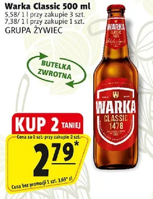 Piwo Warka Classic 500 ml promocja w Prim Market