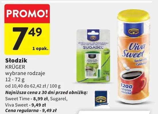 Słodzik wybrane rodzaje promocja w Intermarche
