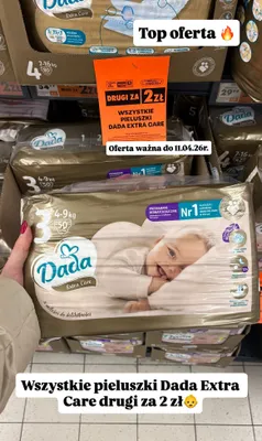Wszystkie pieluszki Extra Care DRUGIE ZA 2 ZŁ promocja w Biedronka