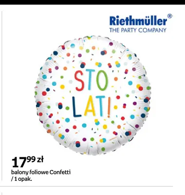 Balony foliowe Confetti Riethmüller promocja w Empik