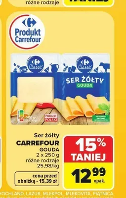 Ser żółty Gouda Carrefour Classic 2-pak promocja w Carrefour