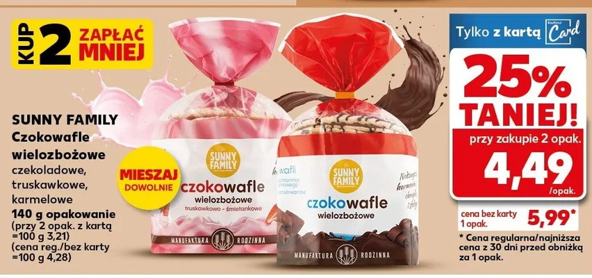 Czokowafle wielozbożowe czekoladowe, truskawkowe, karmelowe promocja w Kaufland