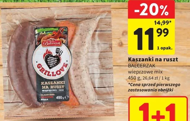 Kaszanki na ruszt Balcerzak wieprzowe mix promocja w Intermarche