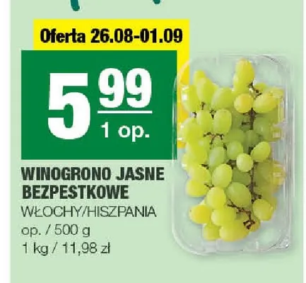 Winogrono jasne bezpestkowe promocja w SPAR