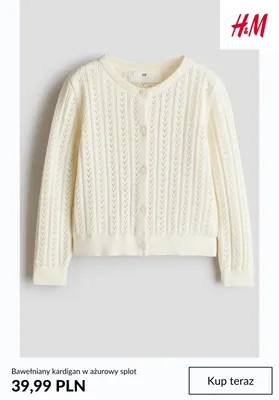 Bawełniany kardigan w ażurowy splot H & M promocja w H&M