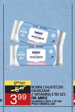 Chusteczki nawilżane z witaminą E Bobini promocja w Wafelek