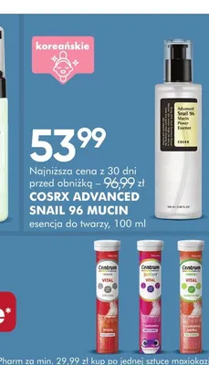 Esencja do twarzy Cosrx Advanced Snail 96 Mucin promocja w Super-Pharm