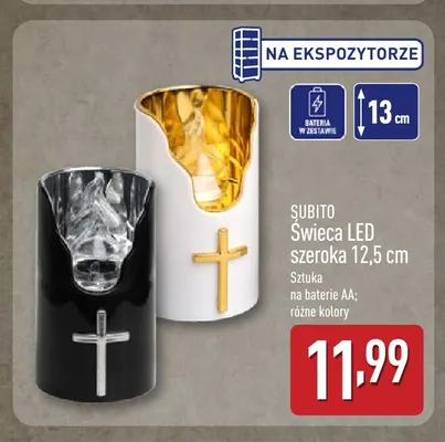 Świeca LED szeroka 12,5 cm Subito promocja w Aldi