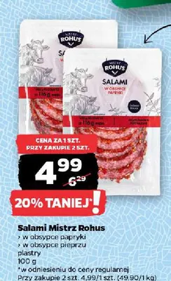 Salami w obsypce pieprzu plastry Mistrz Rohus promocja w Netto
