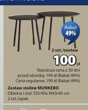 Zestaw stołów Munkebo promocja w Jysk