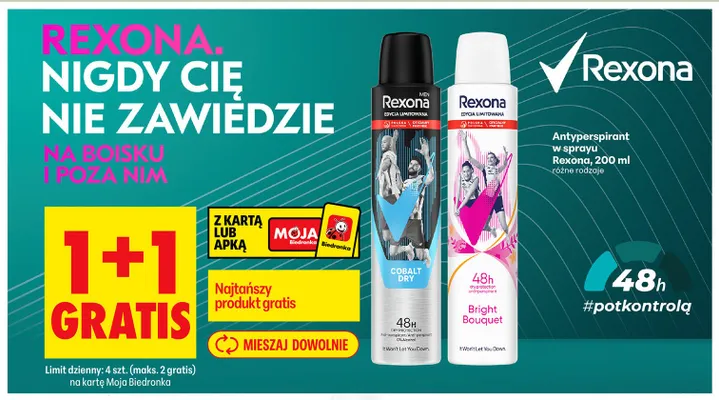 Antyperspirant w sprayu Rexona Bright Bouquet promocja w Biedronka