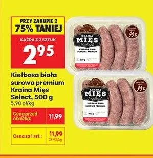 Kiełbasa biała surowa premium Kraina Miss Select promocja w Biedronka