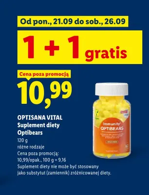 Suplement diety Optisana Vital Optibears Immunity promocja w Lidl