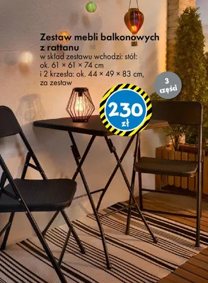 Zestaw mebli balkonowych z rattanu promocja w Tedi