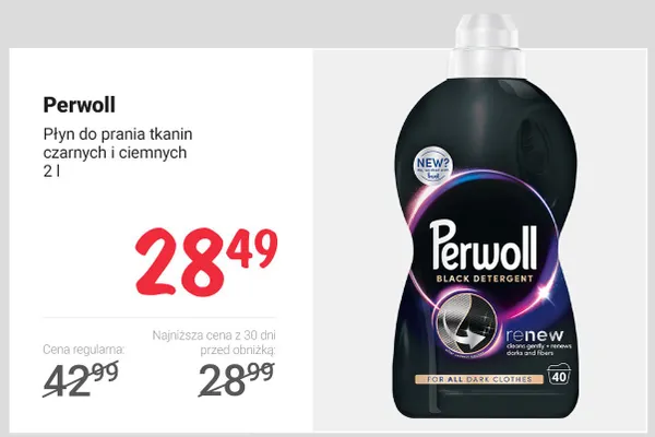 Płyń do prania tkanin czarnych i ciemnych Perwoll Black Detergent promocja w Rossmann