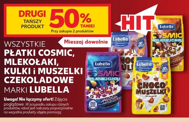 Płatki Cosmic Mlekołaki kulki i muszelki czekoladowe Lubella promocja w Kaufland