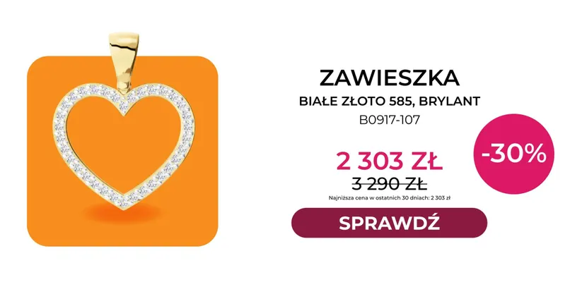 Zawieszka białe złoto 585 brylant B0917-107 Briju promocja w Briju