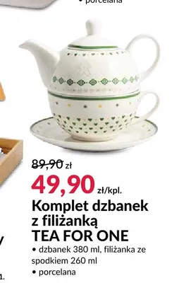 Komplet dzbanek z filiżanką Tea for One promocja w Salony Agata