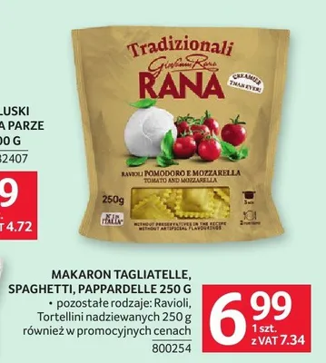 Makaron Tagliatelle, Spaghetti, Pappardelle 250 g Rana Tradizionali promocja w Selgros