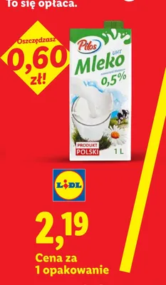 Mleko UHT 0,5% Pilos promocja w Lidl