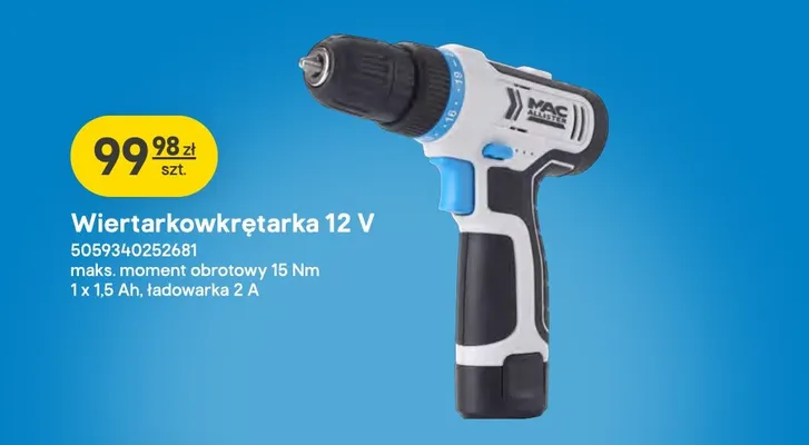 Wiertarkowkrętarka Mac Allister promocja w Castorama