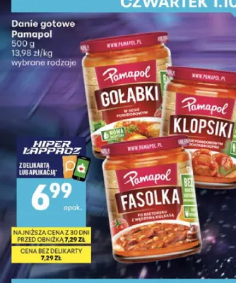 Danie gotowe Pamapol gołąbki w sosie pomidorowym promocja w Delikatesy Centrum