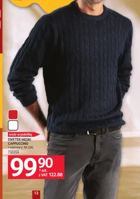 Sweter męski wzór w jodełkę Cappuccino promocja w Selgros
