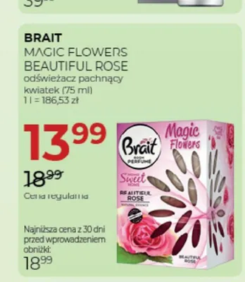 Odświeżacz pachnący kwiatek Brait Magic Flowers Beautiful Rose promocja w Drogerie Jawa