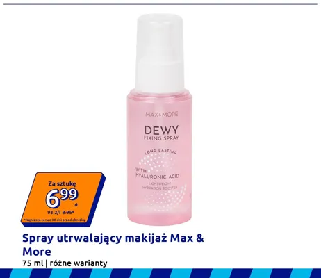 Spray utrwalający makijaż Max & More promocja w Action