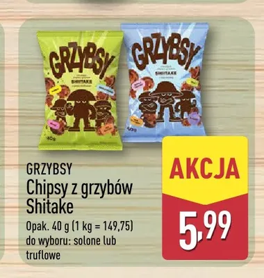 Chipsy z grzybów Shitake truflowe Grzybsy promocja w Aldi