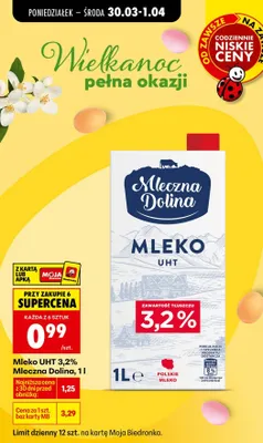 Mleko UHT 3,2% promocja w Biedronka