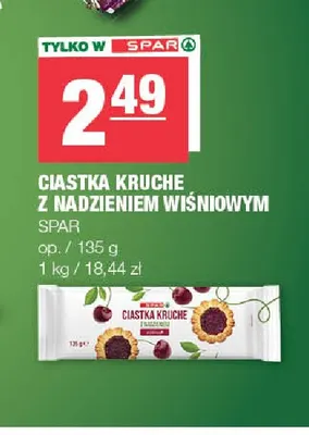 Ciastka kruche z nadzieniem wiśniowym SPAR promocja w SPAR