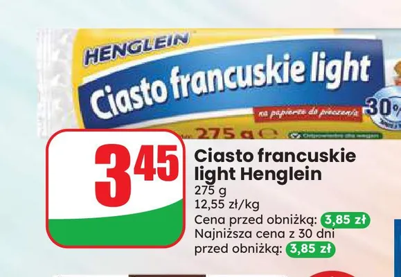 Ciasto francuskie light Henglein promocja w Dino