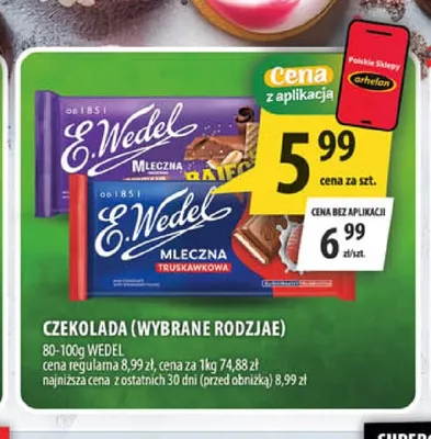Czekolada mleczna truskawkowa E.Wedel promocja w Arhelan