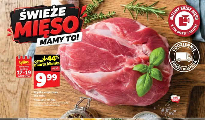 Szynka wieprzowa bez kości promocja w TOPAZ