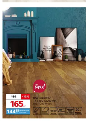 Deska Dąb Palermo 14x180x2200 mm Barlinek promocja w Komfort