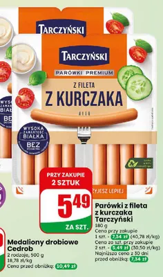 Parówki z fileta z kurczaka Tarczyński promocja w Dino