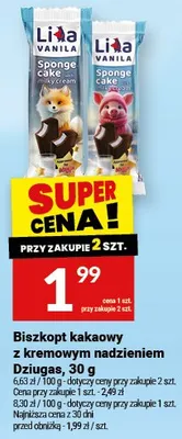 Biszkopt kakaowy z kremowym nadzieniem Dziugas promocja w Twój Market