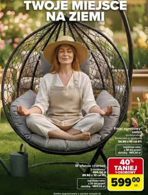 Fotel ogrodowy Amber technorattan poduszki w zestawie promocja w Carrefour