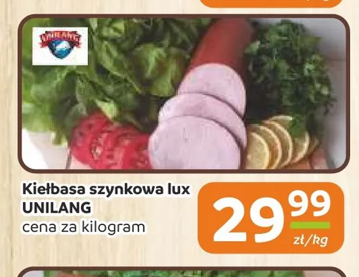 Kiełbasa szynkowa lux Unilang promocja w Społem Częstochowa