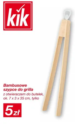 Bambusowe szczypce do grilla z otwieraczem do butelek ok. 7x3x35cm promocja w KiK
