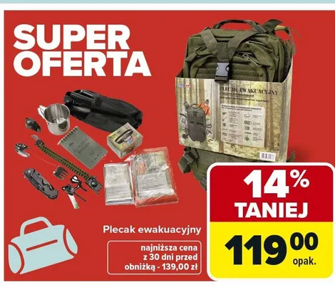 Plecak ewakuacyjny promocja w Carrefour