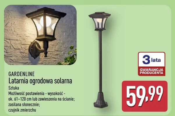 Latarnia ogrodowa solarna promocja w Aldi