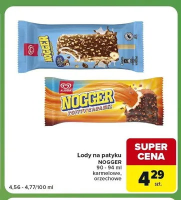 Lody na patyku Nogger orzechowe promocja w Carrefour Express