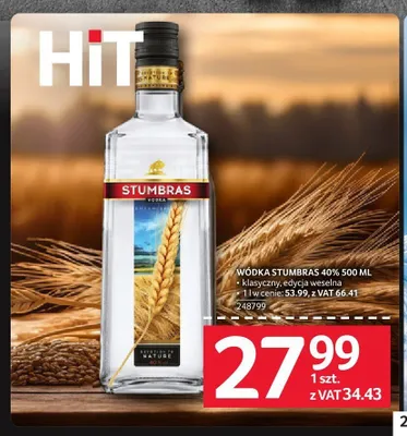 Wódka Stumbras 40% promocja w Selgros