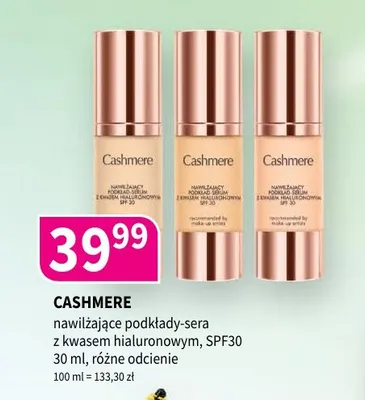 Podkład-serum nawilżające Cashmere z kwasem hialuronowym SPF30 promocja w Drogerie Polskie