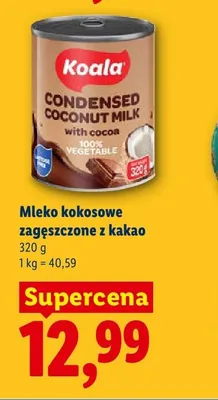 Mleko kokosowe zagęszczone z kakao Koala promocja w Lidl