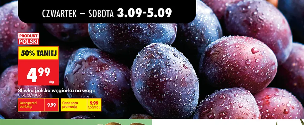 Śliwki polskie węgierki promocja w Biedronka