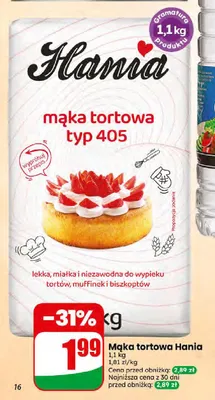 Mąka tortowa Hania typ 405 promocja w Dino